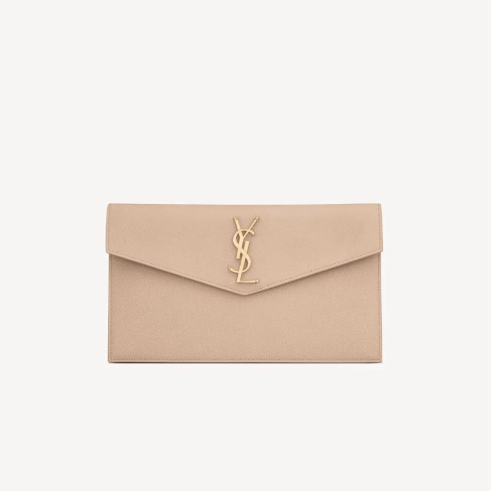 NWT Yves Saint Laurent  Dark Beige Pouch Clutch Bag